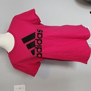 Adidas The Go-To Tee Shirt Women's XL Hot Pink with Black Logo on Front